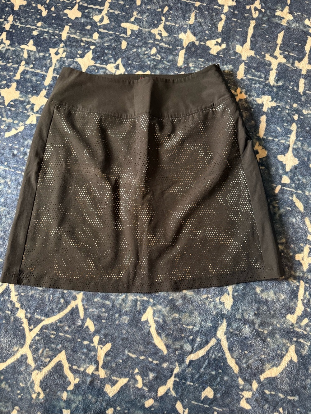 Krimson Klover Black Midi Skirt with Laser-Cut Perforation